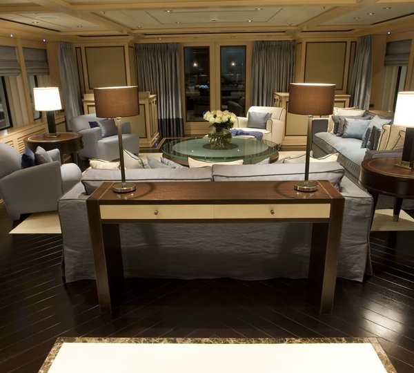 Aft: Yacht ODESSA's Saloon Pictured