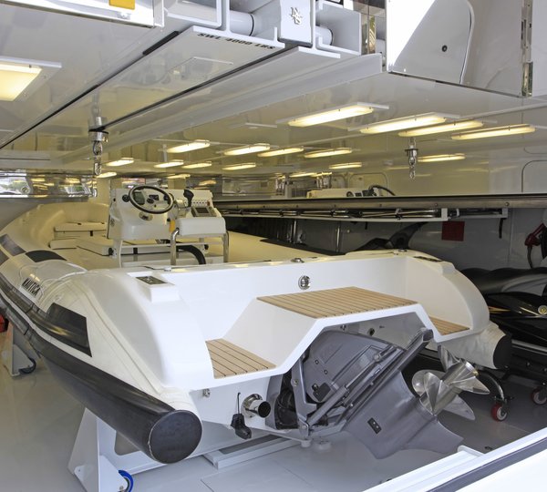 Ship's Tender Storage On Board Yacht WHEELS