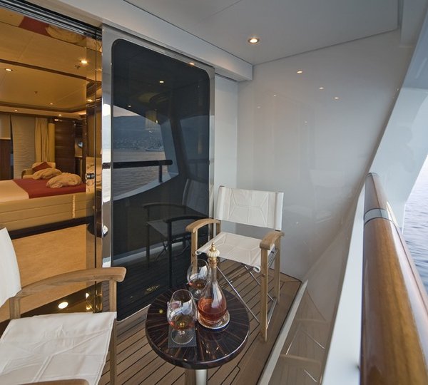 Main Master Balcony Aboard Yacht LATITUDE