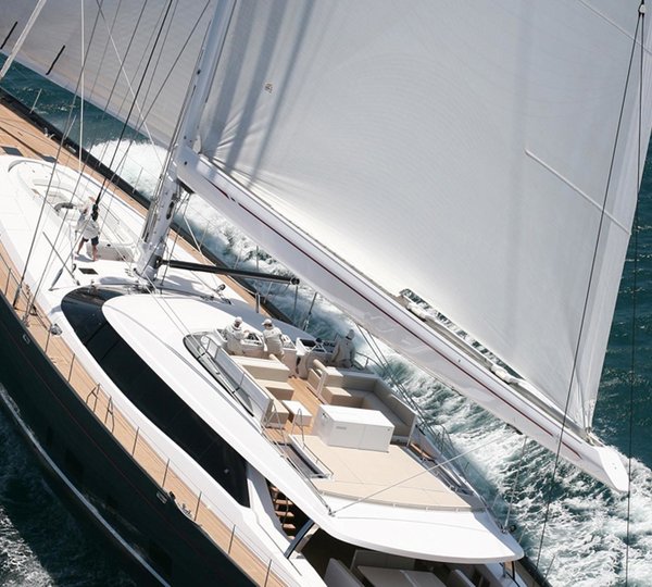 From Above Deck Aspect On Board Yacht RED DRAGON