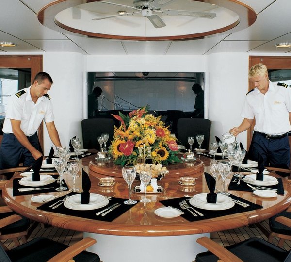 Premier Deck: Yacht PASSION's Outdoor Eating/dining Pictured