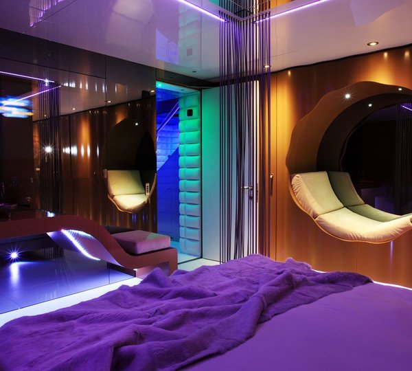 Leather Sitting: Yacht SEA FORCE ONE's VIP Stateroom Earth Image