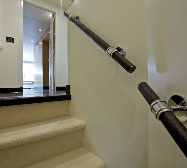 Stairway Close Up On Board Yacht ACHILLES