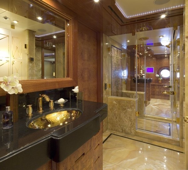 Main Master Bath On Board Yacht LADY SHERIDAN