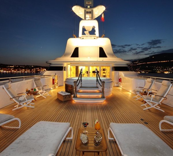 Evening: Yacht CAPRI's Sun Deck Captured