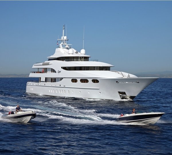 Forward Aspect Including Ship's Tenders On Yacht CAPRI