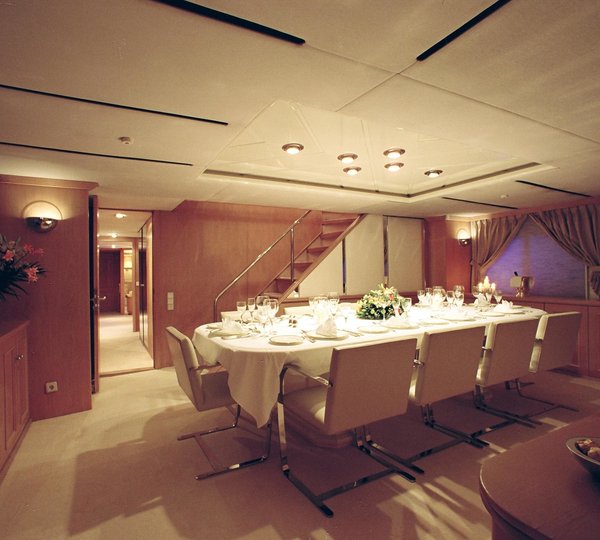 Eating/dining Saloon With Staircase Aboard Yacht MAGNA GRECIA