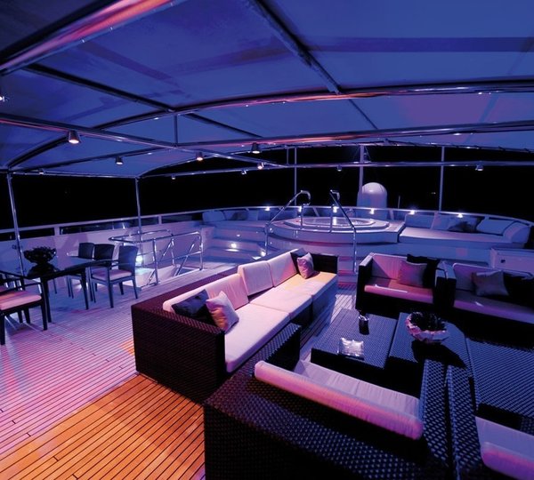 Evening: Yacht MAGNA GRECIA's Jacuzzi Pool With Sitting Captured