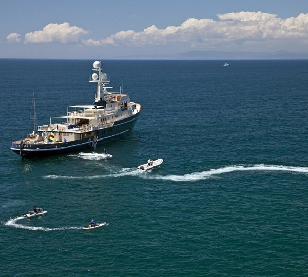 Water Skiing On Board Yacht SEAWOLF