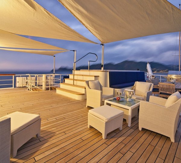 Sunset Dusk: Yacht SEAWOLF's Top Deck Photograph