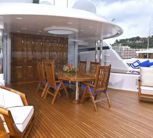 Deck Seats With Lounging Aboard Yacht BLUE MOON