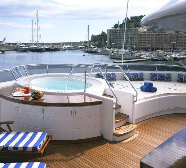 Sunshine Lounging: Yacht BLUE MOON's Jacuzzi Pool Pictured
