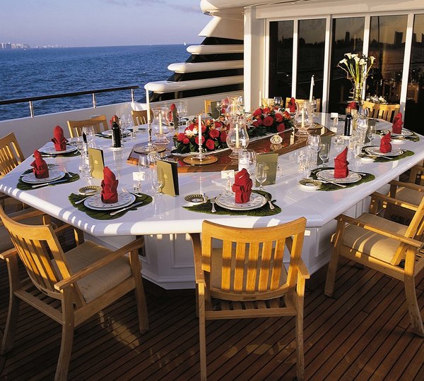 Aft Deck Eating/dining Aboard Yacht PARAFFIN