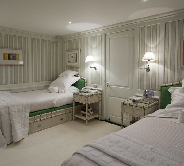 Green: Yacht VIRGINIAN's Twin Bed Cabin Captured