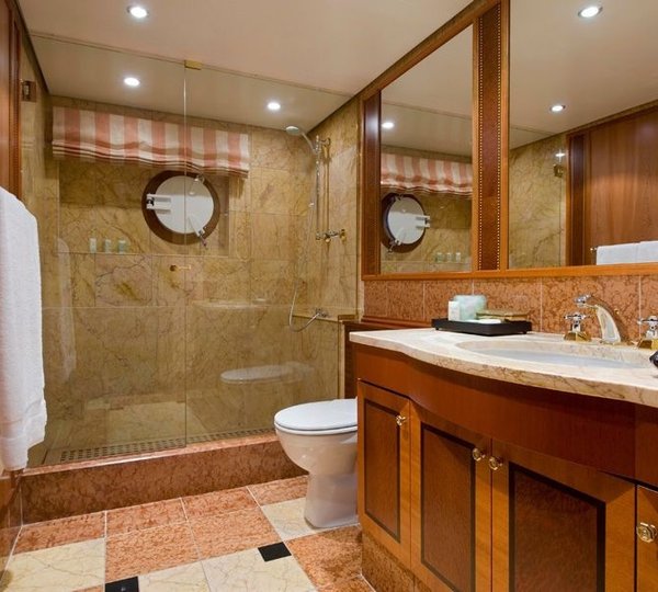Guest's Showering Area On Yacht FORCE BLUE