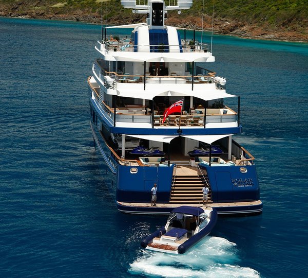 Aft Including Ship's Tender On Yacht POLAR STAR