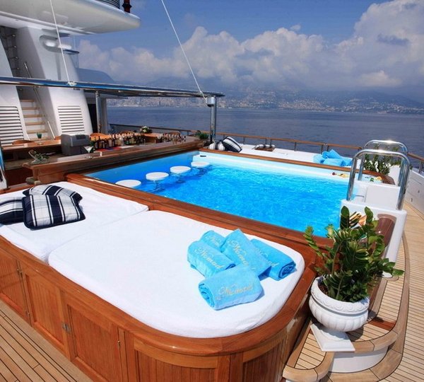 Wet Drinks Bar With Sunshine Pads On Board Yacht NOMAD
