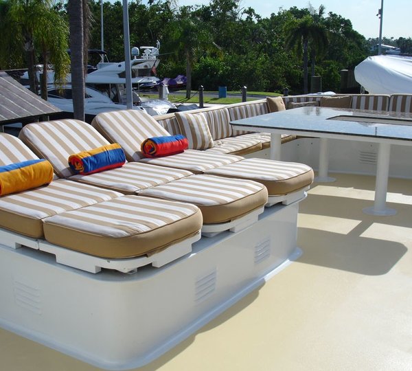 Sun Deck Lounging On Board Yacht LE MONTRACHET
