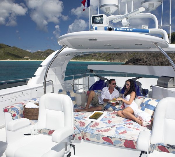 Sun Deck Lounging On Board Yacht NAMOH