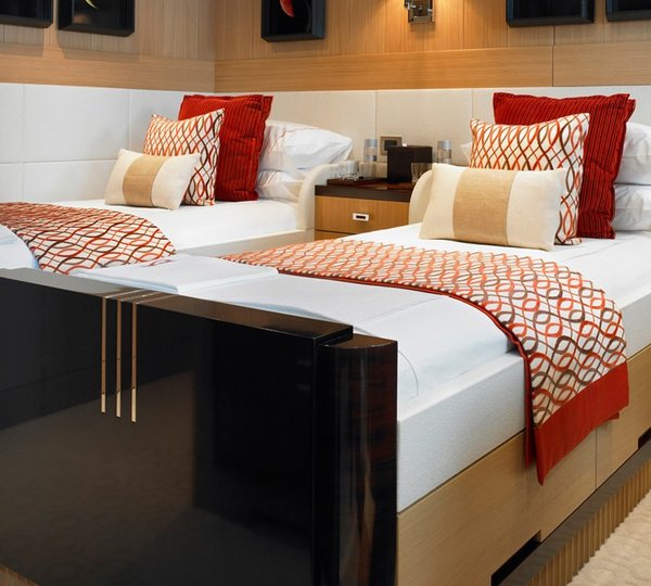 Red Twin Bed Cabin On Board Yacht KATHLEEN ANNE