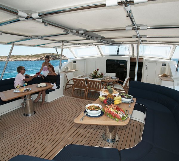 Fixed Shade Over The Guest's Cockpit Aboard Yacht MUMU