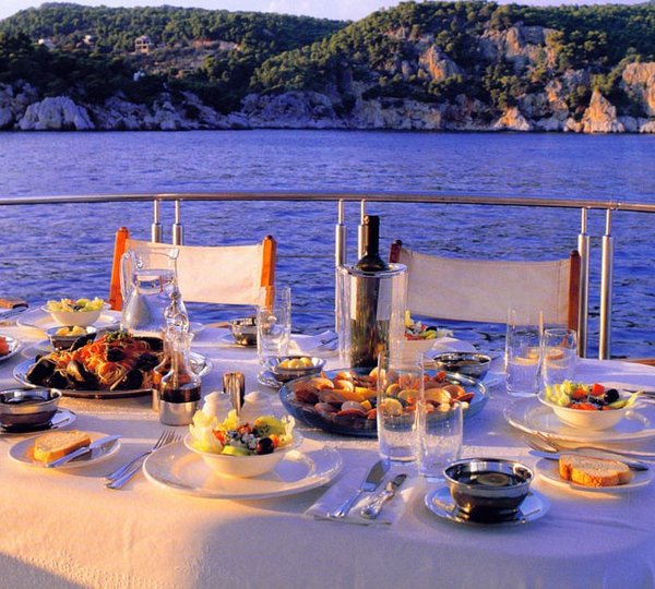 External Eating/dining Close Up On Board Yacht CARMEN SERENA