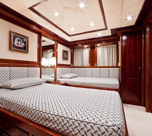 Blue Twin Bed Cabin Aboard Yacht SOPHIE BLUE