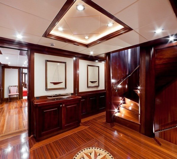 Lobby With Staircase Aboard Yacht SOPHIE BLUE