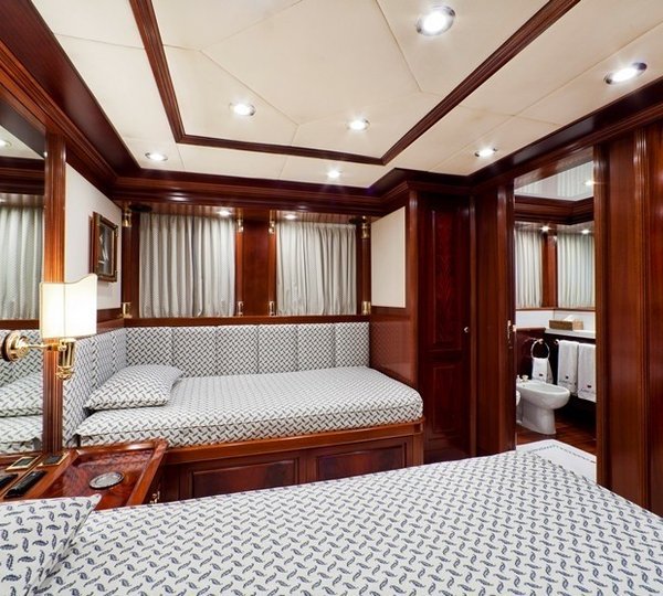 Blue Twin Bed Cabin With Bath On Yacht SOPHIE BLUE