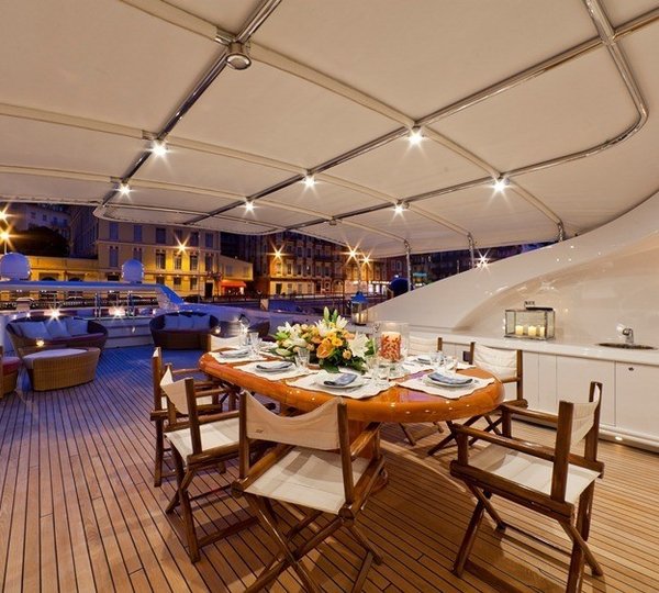 Upper Deck Eating/dining On Board Yacht SOPHIE BLUE