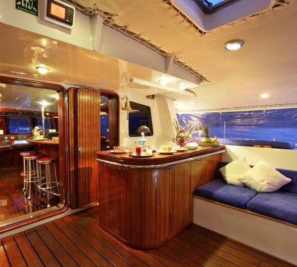 Cockpit By Night Time Aboard Yacht DOUCE FRANCE