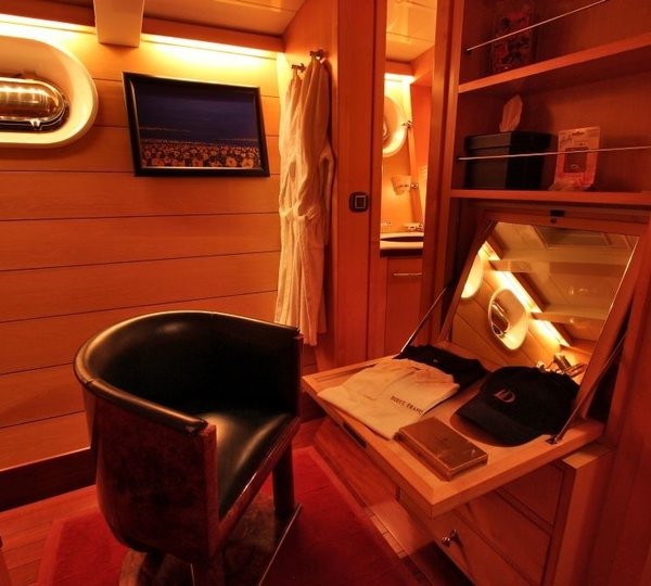 Guest's Stateroom Work Desk On Board Yacht DOUCE FRANCE