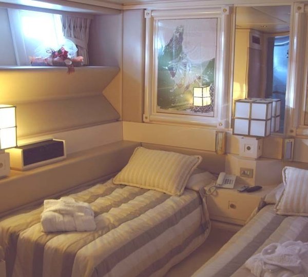 Twin Bed Cabin On Board Yacht CARMEN FONTANA