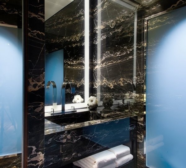 Wash Basin: Yacht ODESSA's Guest's Bath Captured