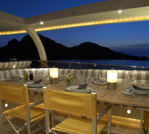 Fly-bridge Eating/dining Aboard Yacht PHOENIX