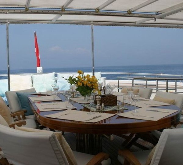 Top Deck Eating/dining Aboard Yacht JASMIN