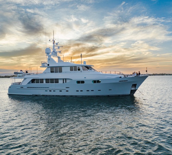 Luxury Yacht Pleiades II Sunset Profile