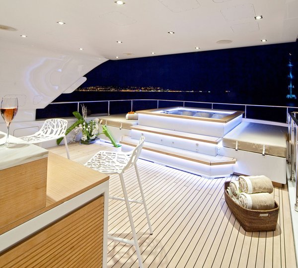 Evening: Yacht MANIFIQ's Jacuzzi Pool Captured