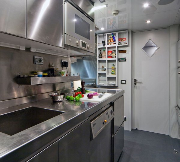 Ship's Galley On Yacht MANIFIQ