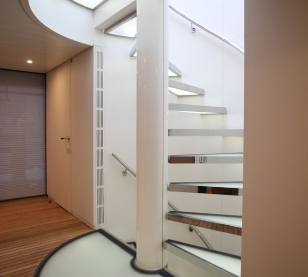 Inside Staircase Aboard Yacht OCEAN SAPPHIRE