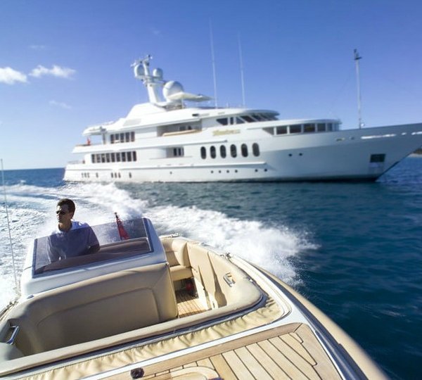 Aspect Taken From Ship's Tender On Board Yacht HUNTRESS II