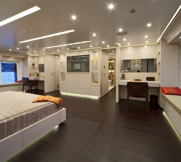 Corner Aspect: Yacht BARAKA's Main Master Cabin Photograph