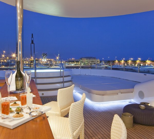 Jacuzzi Pool: Yacht BARAKA's Sun Deck Captured
