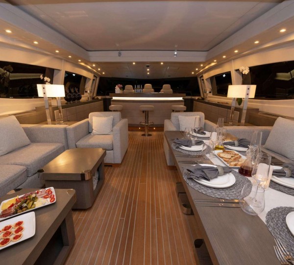 Main Salon And Dining At Night