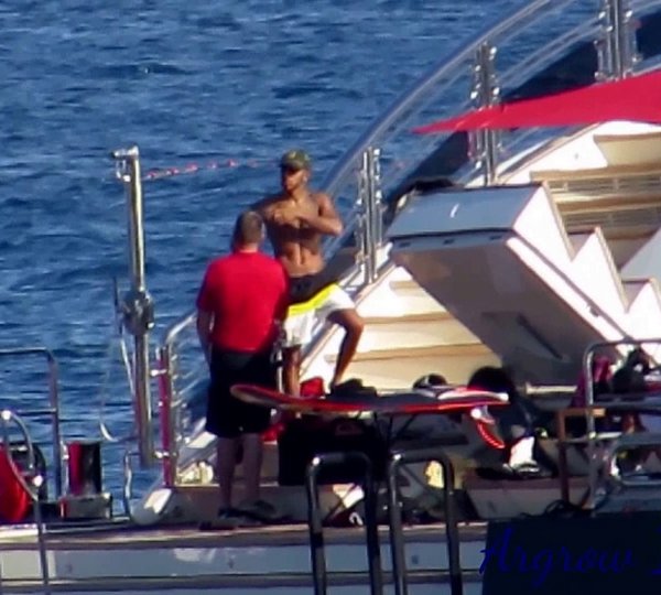 Lewis Hamilton Swimming In The Pool Of ALFA NERO