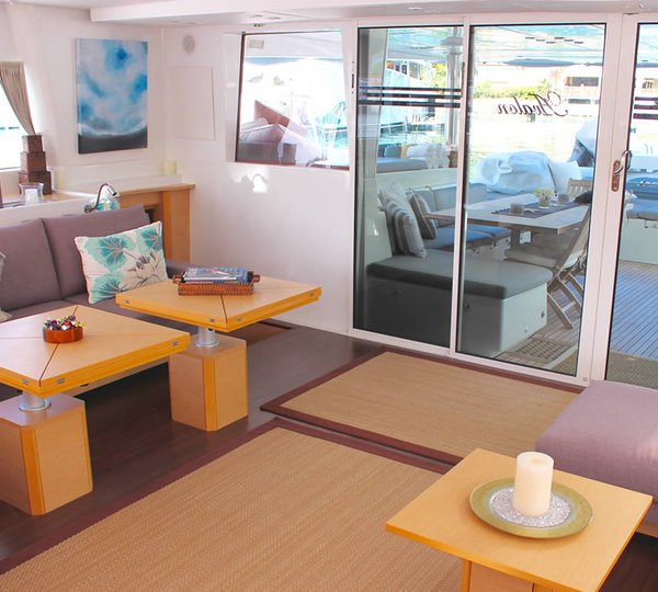 Charter Catamaran Avalon Saloon Aft