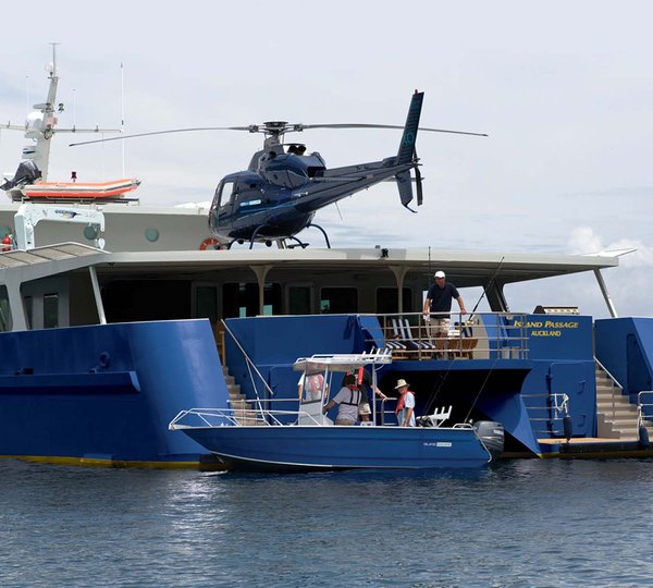 Yacht ISLAND PASSAGE - Aft With Helicopter