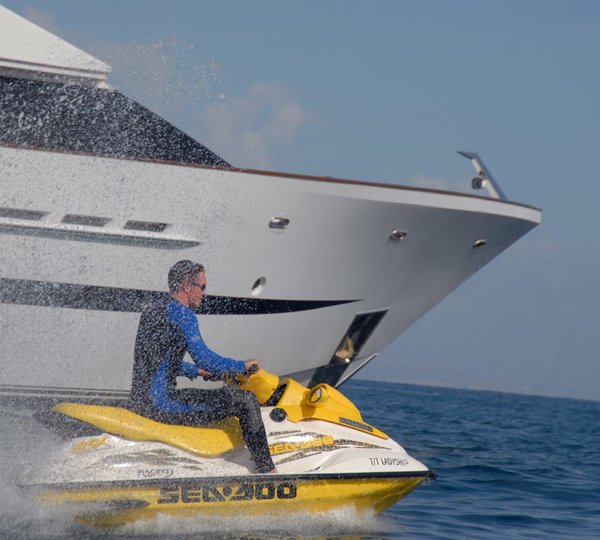 Jetski Skiing Aboard Yacht LADYSHIP