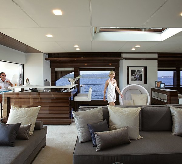 Saloon With Drinks Bar Aboard Yacht TATII
