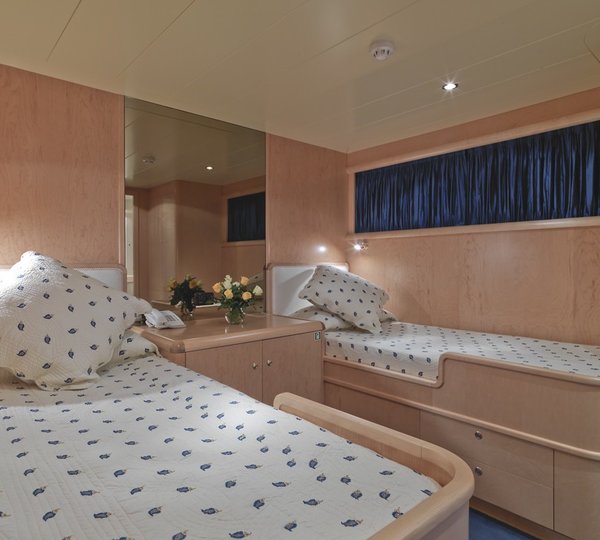 Starboard Side Twin Bed Cabin Aboard Yacht LADY FERYAL